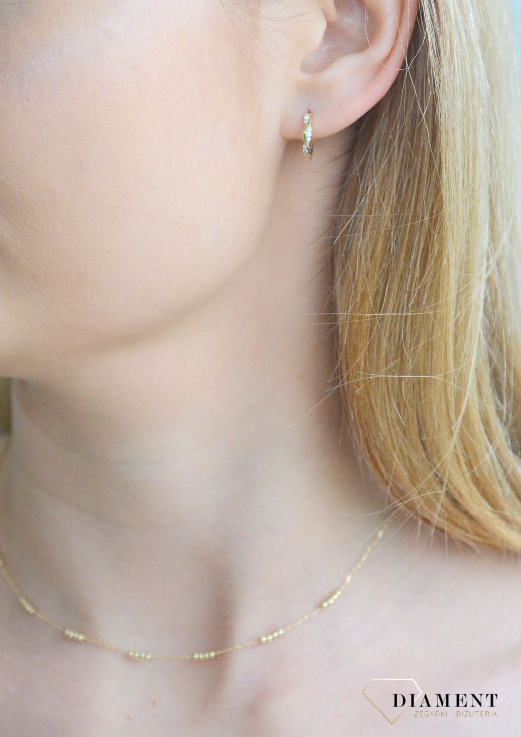 Złoty naszyjnik 585 ozdobiony kuleczkami celebrytka NA 3444 (2).jpg